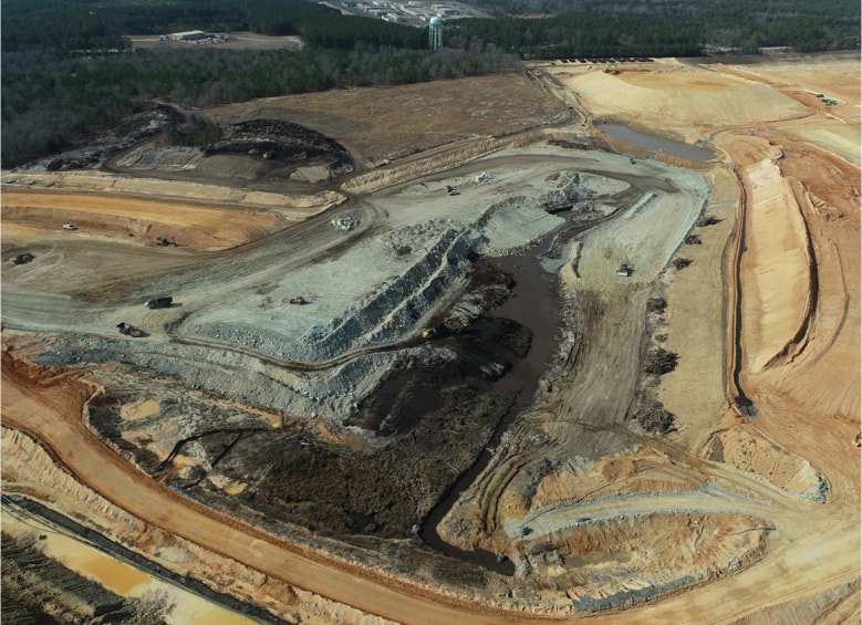 An aerial view of a mining site.